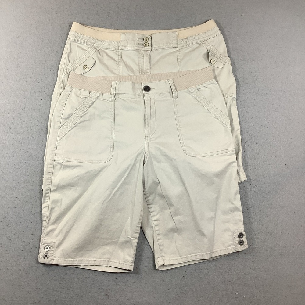 Karen Scott Beige Khaki Bermuda Short Sz 12 Women's Comfort Casual Lot of 2